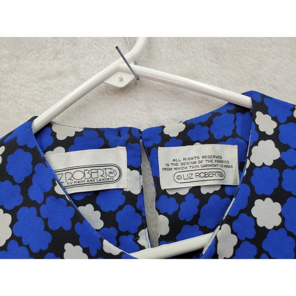 Liz Roberts Wrap Dress Womens Medium Blue Floral Lined Twisted Waist Side Zipper - Picture 8 of 11